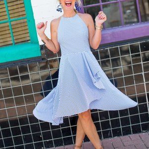 Eliza J Classic Stripe Hi/Low Dress 6